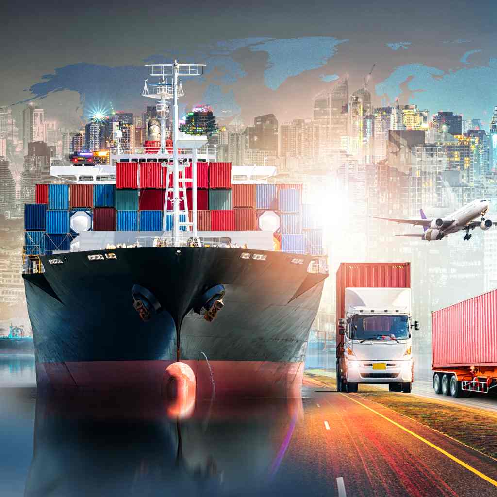 Port with container ships, symbolizing Diamond Starz's trading and export operations.